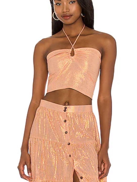 Jen's Pirate Booty Tops - Jen's Pirate Booty Peachy Gold Shimmer Smocked Top